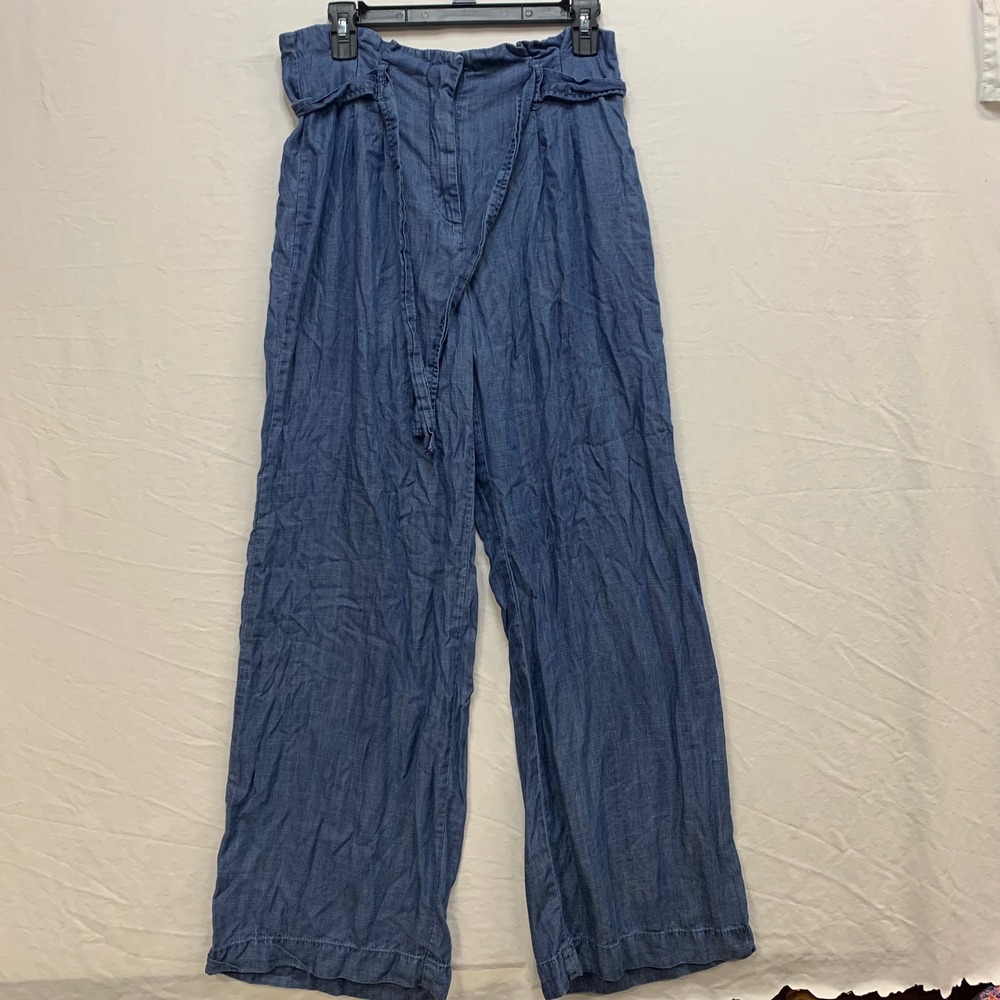 Ci Sono Womens Wide Leg Paperbag Waist Tencel Chambray Blue Pants Medium